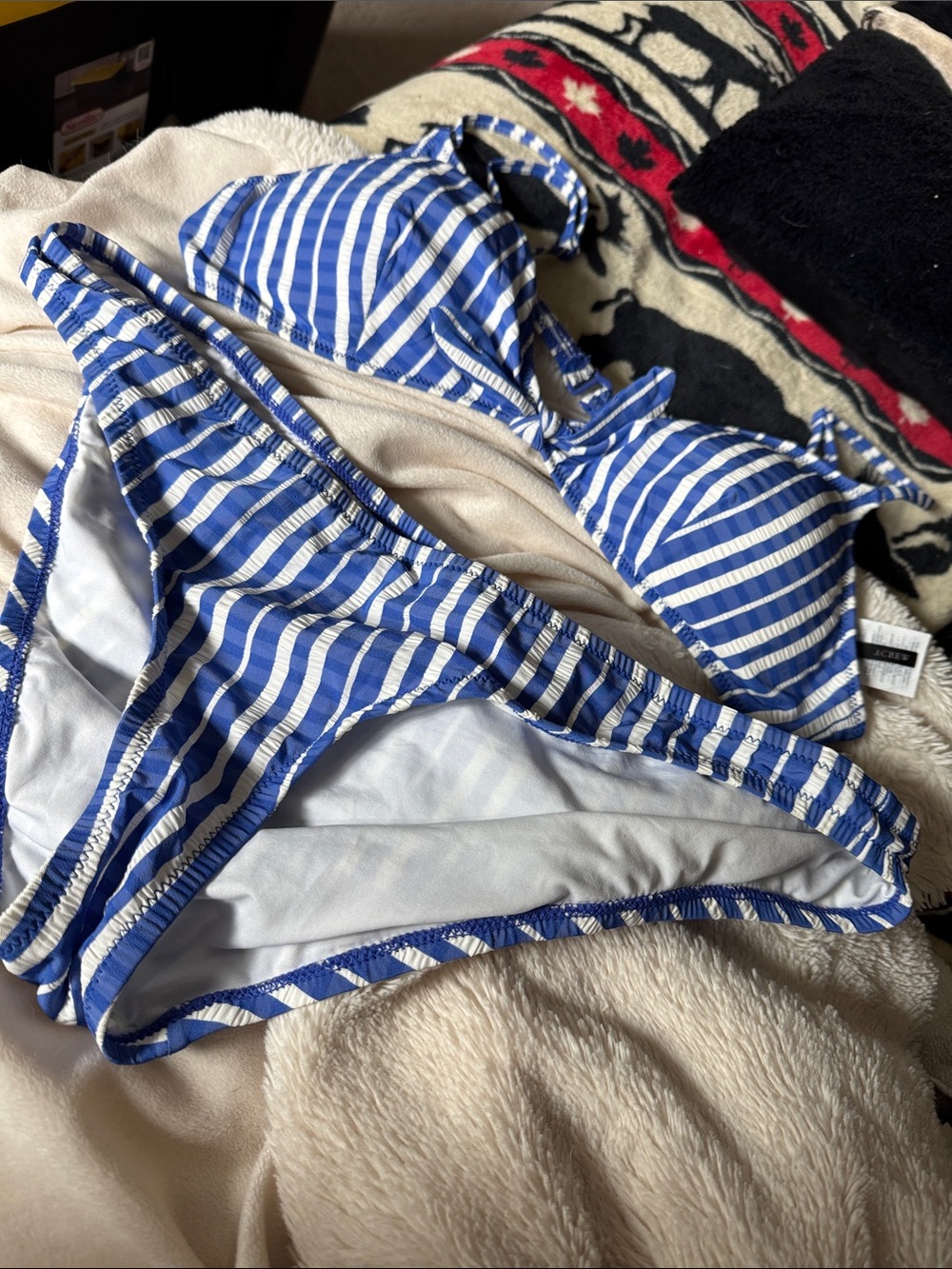 J. Crew Blue and White Striped Bikini Set